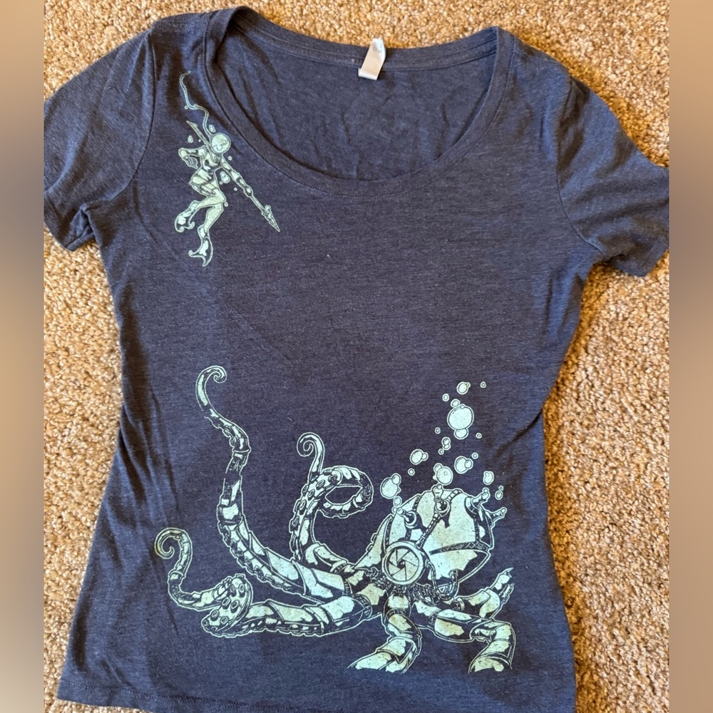 Navy Blue Deep Sea diver Graphic Tee.